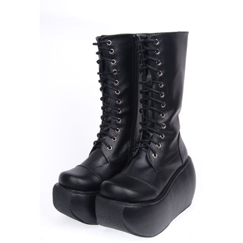 Bottes Bottines Boots Chaussures Plateforme Arrondie Creepers Punk Gothique Rock Visual Kei Lolita Salon Anime Manga Japan Collection Black Sugar Cosplay Déguisements Boutique Paris