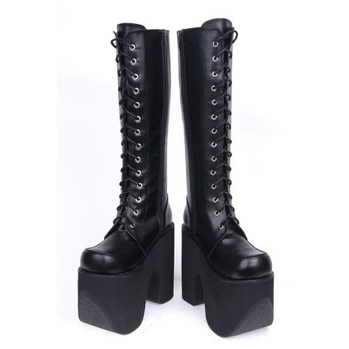 Bottines Boots Chaussures Bottes Hautes Plateforme Emo Punk Lolita Gothique Hard Rock Visual Kei Concert Convention Anime Manga Japan Collection Black Sugar Cosplay Déguisements Boutique Paris