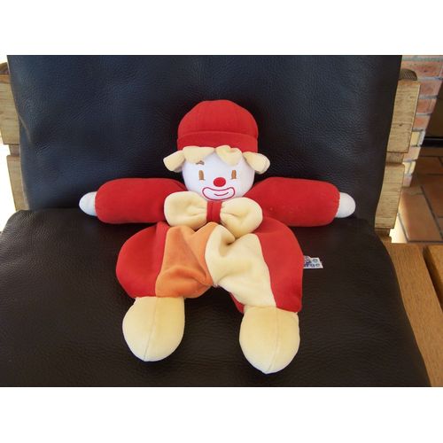 Doudou Clown Sucre D'orge Rouge Orange Jaune