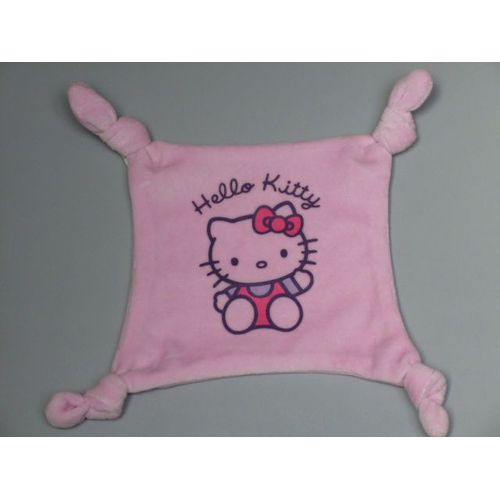 Doudou Plat Hello Kitty, Rose, 4 Noeuds