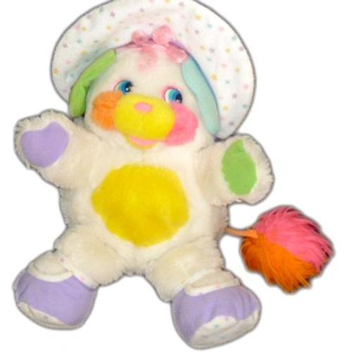 Peluche Popples Blanc Avec Bavoir 30 Cm Vinatge Années 80