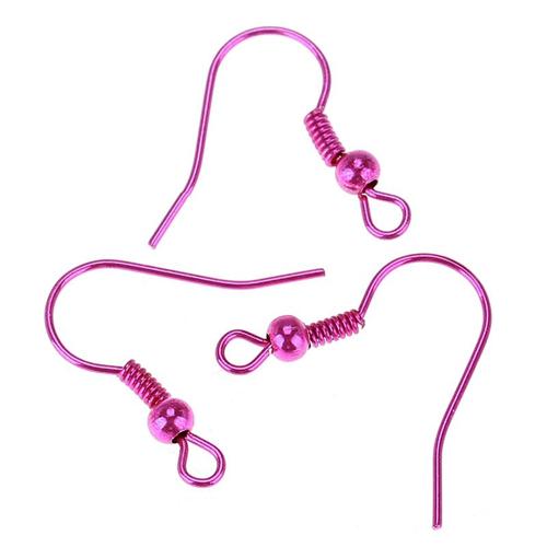 Attaches Supports  Boucles D'oreilles Forme Crochet Avec Perle 19x19mm / Coloris Rose Fuchsia