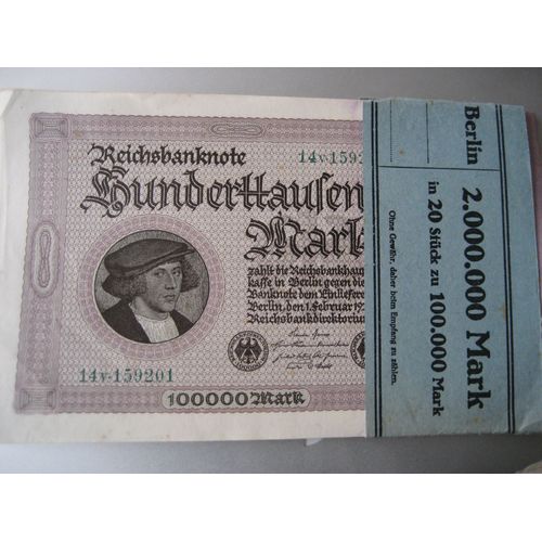 Reichsbanknote 2.000.000 Mark In 20 Stück Zu 100.000 Mark