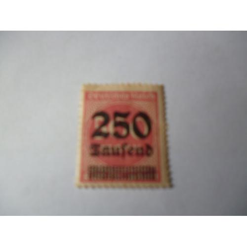 Timbre "Deutsches Reich : 500 Marks Avec Surimpression :250 Mille (Tausend) Marks".