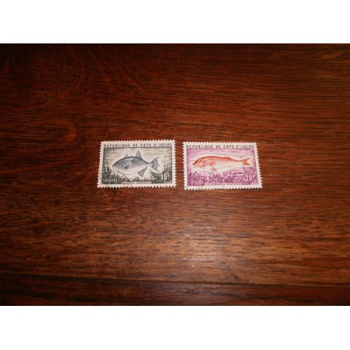 2 Timbres Oblitérés De Cote D 'ivoire N°354 Et 355 Y&t. (1973).  Poissons