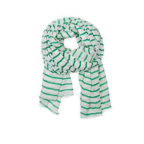 Foulard Coton Rayé Vert - Mango.- Neuf