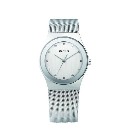 Montre Pour Femme En Acier Gris Bracelet Milanais Strass Bering