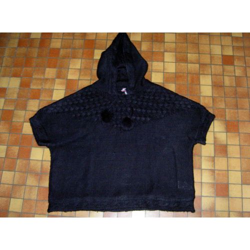 Pull Manches Courtes Noir Avec Capuche Et Pompoms Orchestra Taille 10 Ans