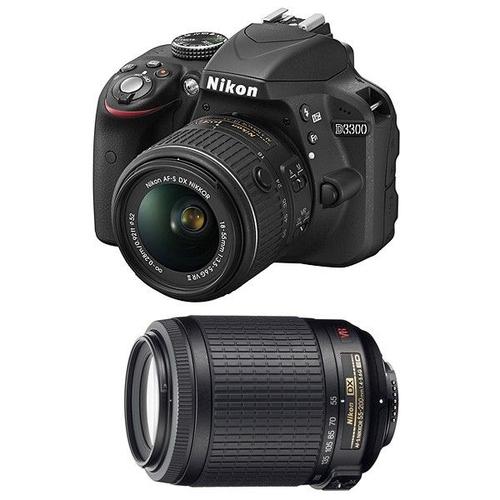 Nikon D3300 - Appareil photo numérique - Reflex - 24.2 Mpix - 3 x zoom optique objectifs AF-S DX 18-55 mm et 55-200 mm VR - noir