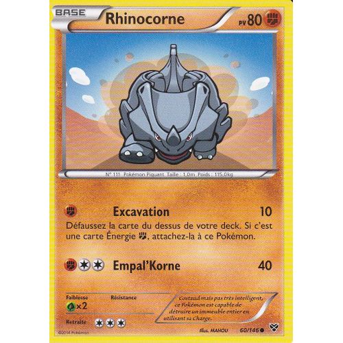 Carte Pokemon - Rhinocorne - 60/146 - Edition X Et Y - Version Francaise -