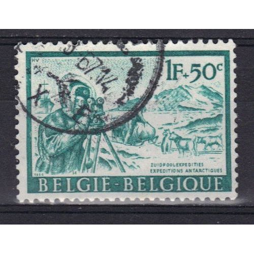 Belgique 1966 : Expéditions Antarctiques : Relevé Typographique Et Chiens, À La Base Roi Baudouin - Timbre Oblitéré