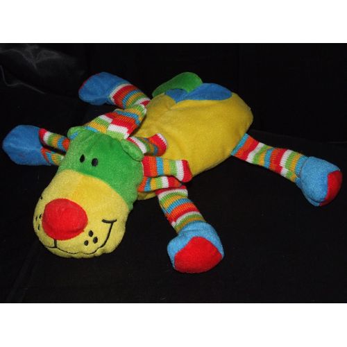 Lion Peeko Doudou Jaune Rouge Bleu Vert Peluche De 30 Cm Du Nez Aux Fesses