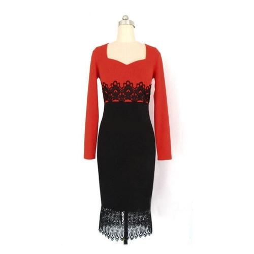 Robe Élégante Noire Et Rouge - 42