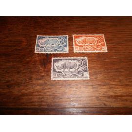 3 Timbres D'afrique Équatoriale Française N°208, 209 Et 210. (1947).   Rhinocéros.