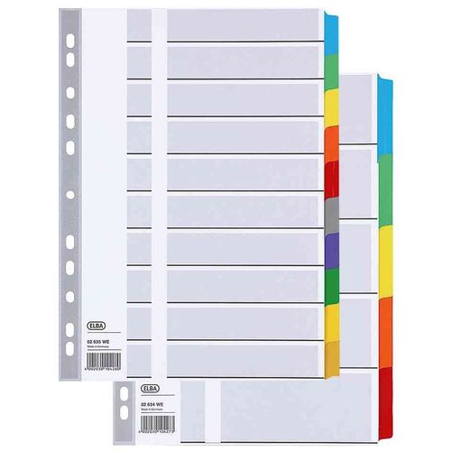 Elba Intercalaire En Carte Blanche 170g, 6 Touches Renforcées Mylar, Format A4