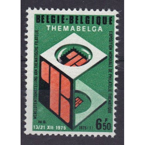 Belgique 1975 : Première Exposition Mondiale De Philatélie Thématique "Themabelga" À Bruxelles : Loupe - Timbre 6 F. 50 Vert, Noir Et Orange Neuf **