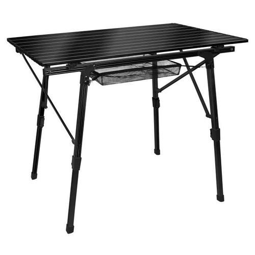 Aufun Table De Camping Table Pliante Avec Cadre En Aluminium, 90x52x45cm, Noir