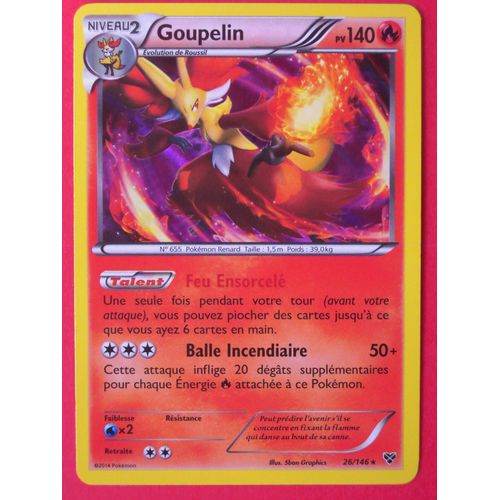 Carte Pokemon Francaise Holographique Serie Xy Goupelin 140pv 26/146