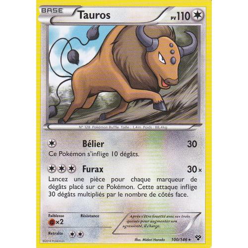 Carte Pokemon - Tauros - 100/146 - Rare - 110 Pv - Edition X Et Y -