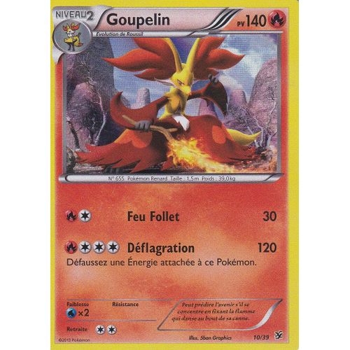 Carte Pokemon - Goupelin - 10/39 - Holo Rare - 140 Pv - Bienvenue A Kalos - Edition X Et Y -