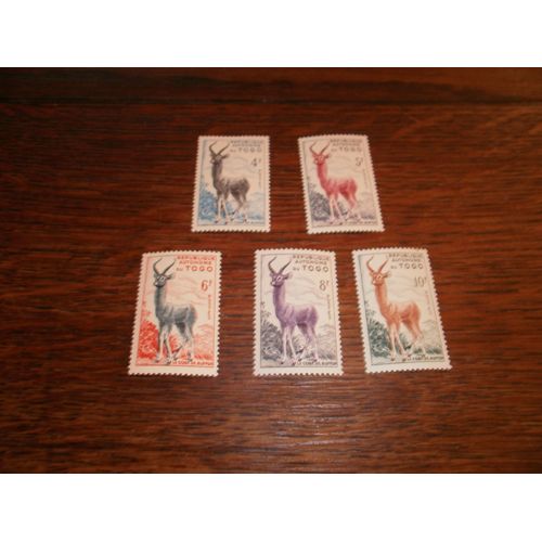 5 Timbres Du Togo N°266 À 270 Y&t .  (1957).  Série Compléte : Le Cobe De Buffon.