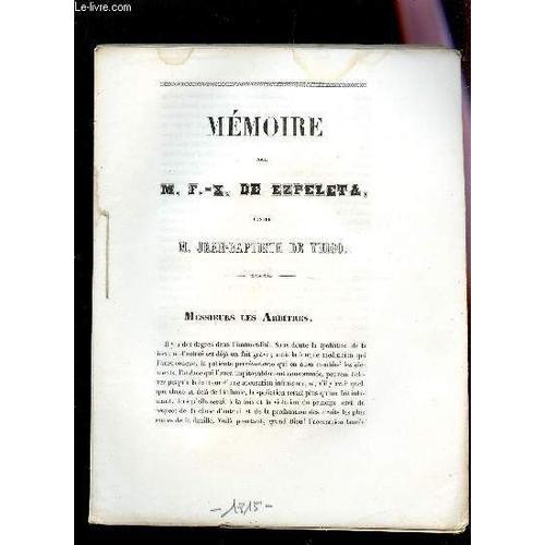 Memoire Pour M. F.X. De Ezpeleta Contre M. Jean-Baptiste De Ynigo.