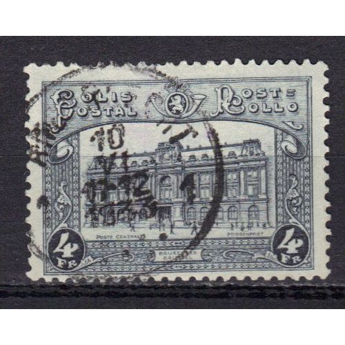 Belgique 1929 : Hôtel Des Postes De Bruxelles - Timbre Pour Cols Postaux 4 F. Gris Oblitéré