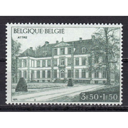 Belgique 1971 : "Belgica 72" : Exposition Philatélique Internationale : Le Château D'attre - Timbre 3 F. 50 + 1 F. 50 Vert Foncé Neuf **