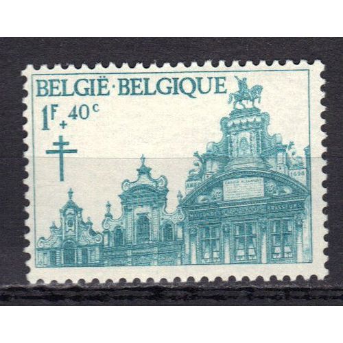 Belgique 1965 : Monument De La Grand'place De Bruxelles : Maison Des Brasseurs - Timbre 1 F. + 40 C. Vert-Bleu Neuf **