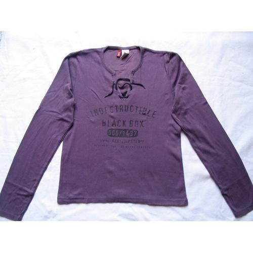 T-Shirt Lacé Devant , Violet, Manches Longues