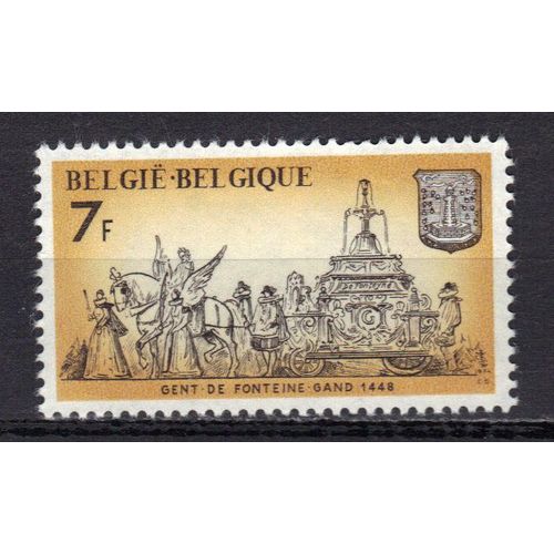 Belgique 1974 : Représentation Symbolique De La Chambre Royale De Rhétorique De Fonteine, Gand - Timbre 7 F. Ocre Et Noir Neuf **