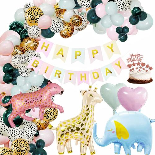 Jungle Decoration Anniversaire Fille, Safari Ballons Anniversaire Fille,Safari Deco Anniversaire,Safari Jungle Ballons,Decoration Anniversaire Animaux