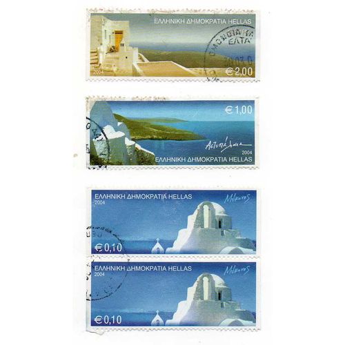 Lot 4 Timbres Grecs 2004, Paysages