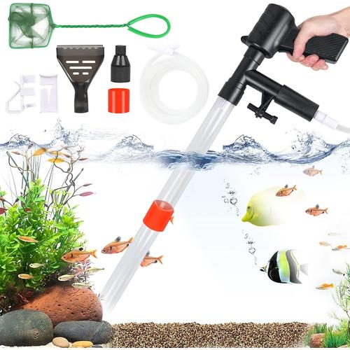 Nettoyeur Gravier Aquarium, Rapide Aquarium Changeur l'eau avec Bouton Pression d'air et Grattoir en Verre, Nettoyeur de Sable et de Gravier Aquarium Pompe Aspirateur pour Filtre Eau Gravel