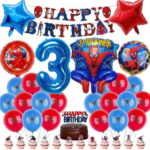 Lot De 40 Ballons Spiderman - D¿¿Coration D'anniversaire Spiderman - D¿¿Coration D'anniversaire De 3 Ans - En Latex Spiderman - Super H¿¿Ros Spiderman