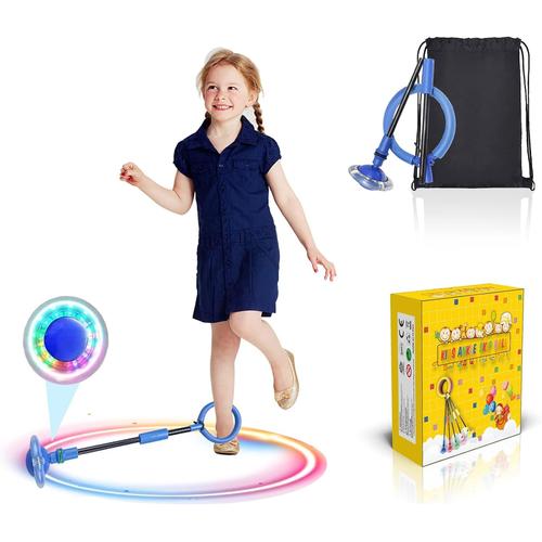 Cheville Skip Ball, Flash Saut Anneau Ball, Color¿¿ Dancing Ball Jouet, Flash Skip Ball, Pliable Jouet D'anneau De Saut, Flash Skip Ball, Jouet De Sport Plein Air Adulte Enfant(Bleu)