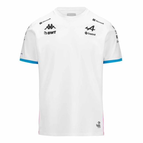 T-Shirt Adiry Bwt Alpine F1 Team Homme Blanc Bleu Rose