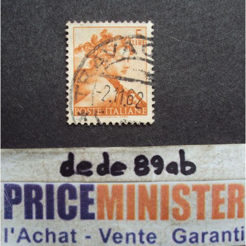 Italie..  5 Lire Poste Italiane . Série Fresques De Michel-Ange (1475-1564) Oblitéré.
