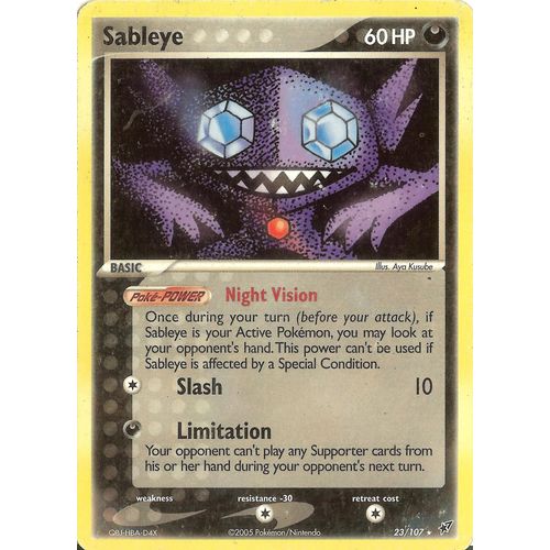 Sableye 60 Hp (Rare * ) 23/107 Ex : Deoxys (U.S.A.)