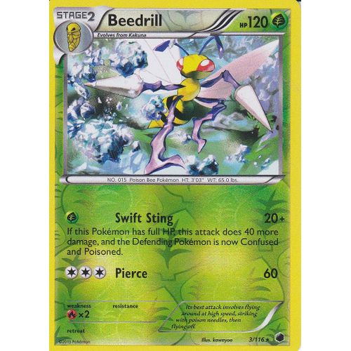 Carte Pokemon - Beedrill ( Dardargnan ) - 3/116 - Holo Reverse - Glaciation Plasma - Version Anglaise -