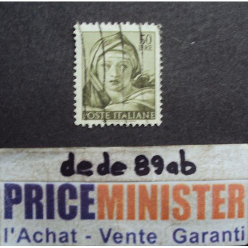 Italie..  50 Lire Poste Italiane . Série Fresques De Michel-Ange (1475-1534) Oblitéré.