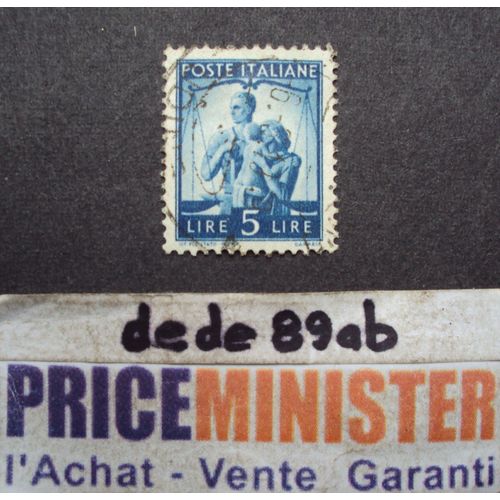 Italie..  5 Lire Poste Italiane . Démocratie (Balance) Oblitéré.