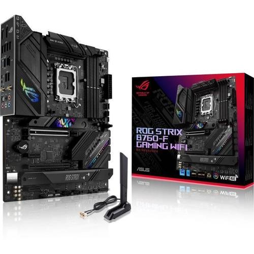 ASUS ROG STRIX B760-F GAMING WIFI - Carte-mère - ATX - Socket LGA1700 - B760 Chipset - USB-C 3.2 Gen 2x2, USB 3.2 Gen 2, USB 3.2 Gen 1, USB4 - 2.5 Gigabit LAN, Wi-Fi 6E, Bluetooth - carte...