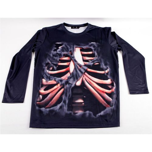 T-Shirt Manches Longues Chemise Pull Gothique Punk Rock Emo Imprimé 3d Gore Cage Thoracique Squelette Côtes Black Sugar Boutique Punk Cosplay Anime Manga Lolita Déguisements Paris
