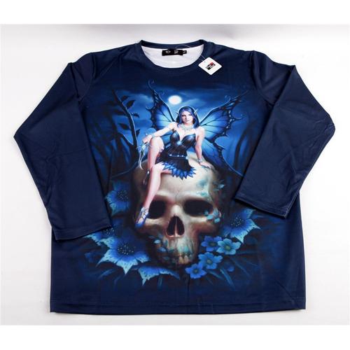 T-Shirt Manches Longues Chemise Pull Gothique Punk Rock Emo Imprimé 3d Démon Fée Elfe Tête De Mort Fleurs Black Sugar Boutique Punk Cosplay Anime Manga Lolita Déguisements Paris