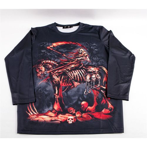 T-Shirt Manches Longues Chemise Pull Gothique Punk Rock Emo Imprimé 3d Mort Cavalier Apocalypse Enfer Faucheuse Squelette Black Sugar Boutique Punk Cosplay Anime Manga Lolita Déguisements Paris