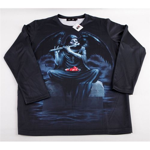 T-Shirt Manches Longues Chemise Pull Gothique Punk Rock Emo Imprimé 3d Mort Ailée Ailes Tentation Musique Squelette Coeur Black Sugar Boutique Punk Cosplay Anime Manga Lolita Déguisements Paris