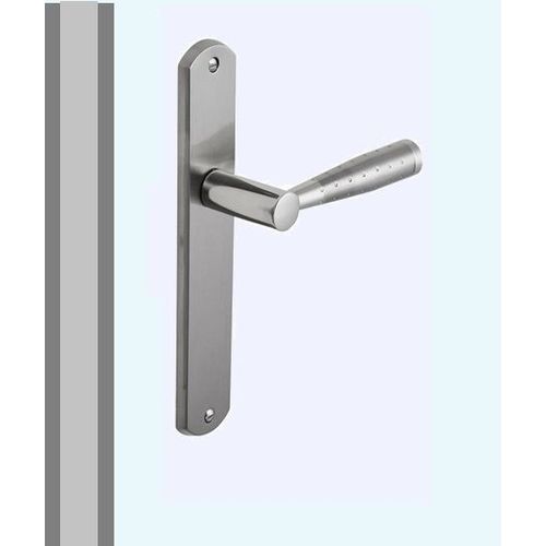 poignée design avec plaque de propreté de porte standart intérieure  entr'axes 195mm nickelé brossé zinc FINITION NIKEL MAT bouton conic pour actionner ouverture fermeture forme arrondie longitudinale