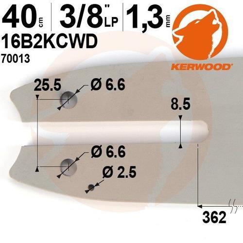 Guide tronçonneuse Kerwood. 40 cm. 3/8"LP. 1,3 mm