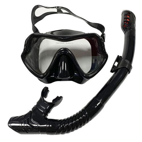 Masque De Plongée Sous-Marine Professionnel Snorkeling Set Lunettes Anti-Buée En Silicone Lunettes Équipement De Piscine Noir